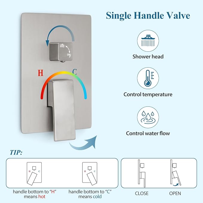 Brushed Nickel Square Shower Head - Image 5