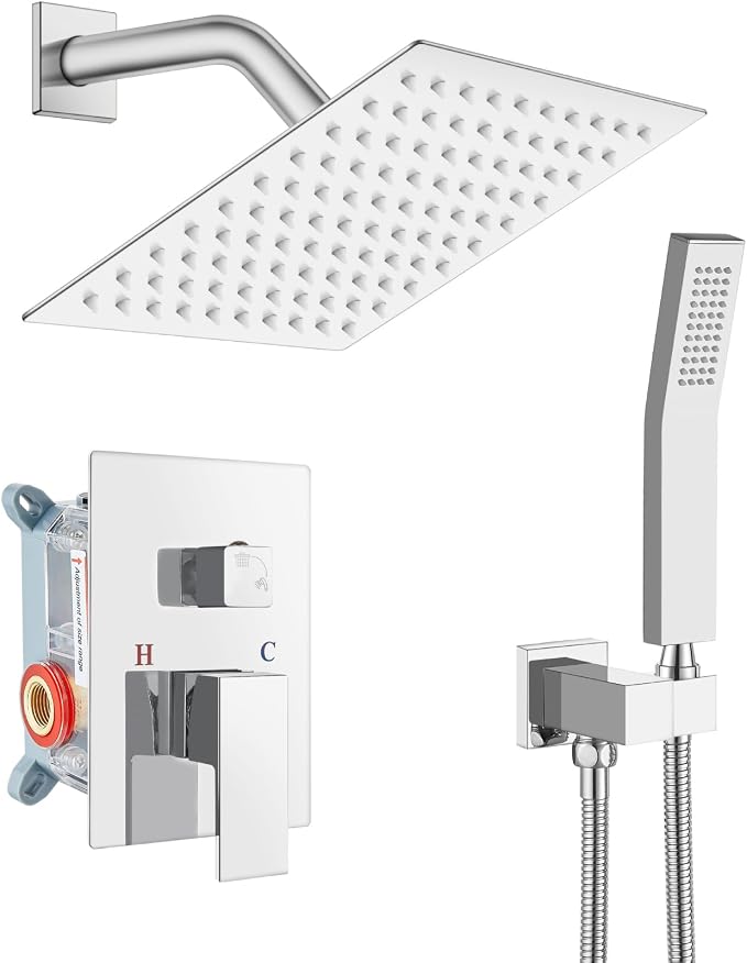 gotonovo Rainfall Bathroom Shower System Rain Shower Head and Handle Set Wall by HOME