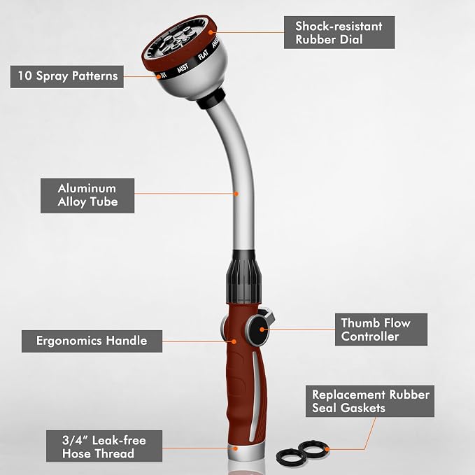 RESTMO Watering Wand Heavy Duty, Metal Garden Hose Wand - Image 2