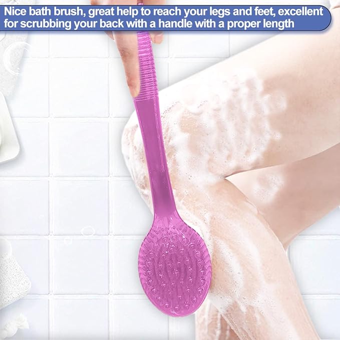 Back Brush for Shower, 14-inch Long Handle Medium Stiff Bristles Bath Scrubber - Image 5