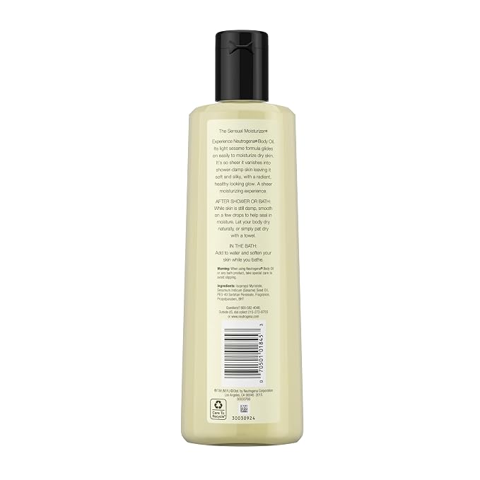 Neutrogena Body Oil Light Sesame Formula, 16 fl oz, Radiant Glow Moisturizer - Image 9