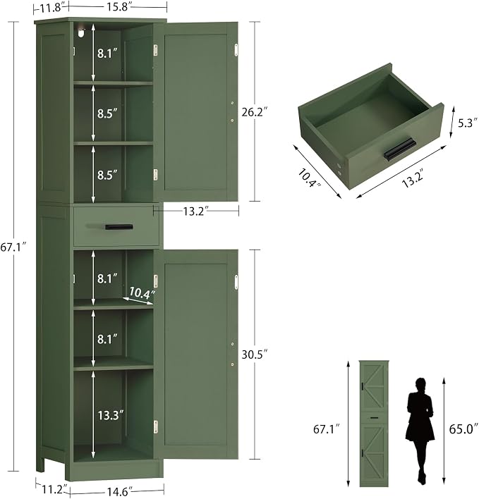 WEENFON Tall Bathroom Cabinet, Storage Cabinet - Image 3