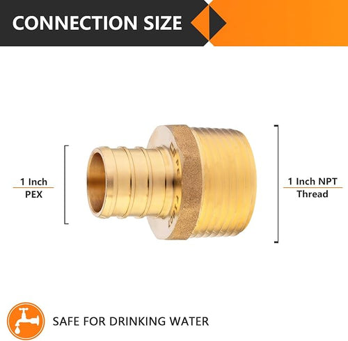 100-Pack HeSun PEX Fittings, Brass Crimp Male Adapter Fitting - Image 2
