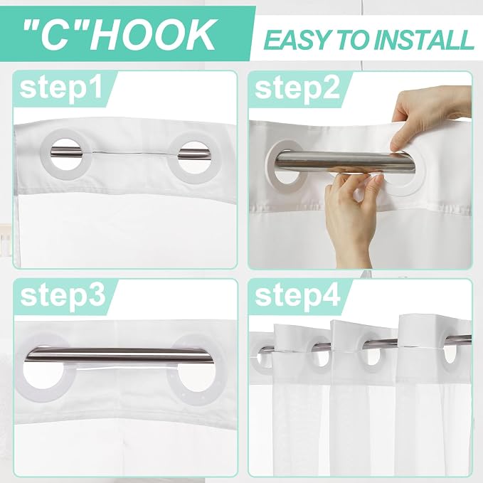 No Hook Shower Curtain Set - Image 3