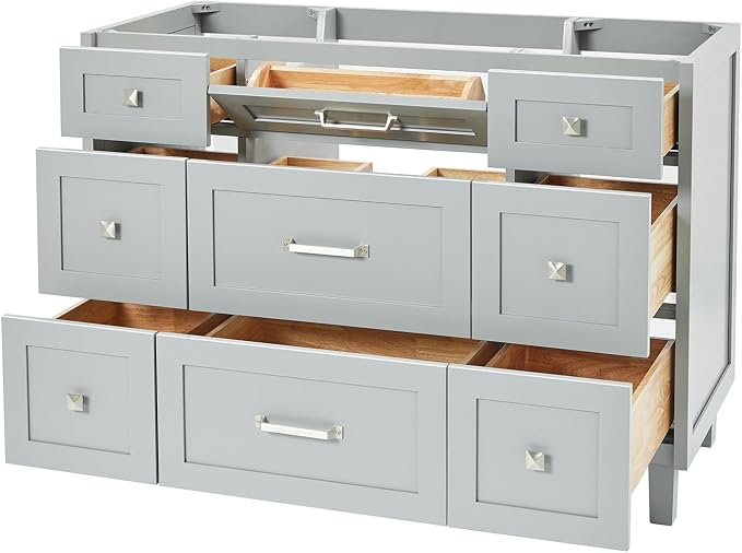 ARIEL Monroe 48 inch Bathroom Vanity Without Sink in Grey, Bathroom Base Cabinet - Image 3