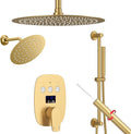 12Inch Brushed Gold Ceiling Shower System & 8Inch Wall-Mount Shower Faucet Set by HONGTONGSOWER