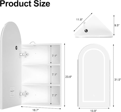 16x31 Inch White Lighted Corner Medicine Cabinet - Image 2