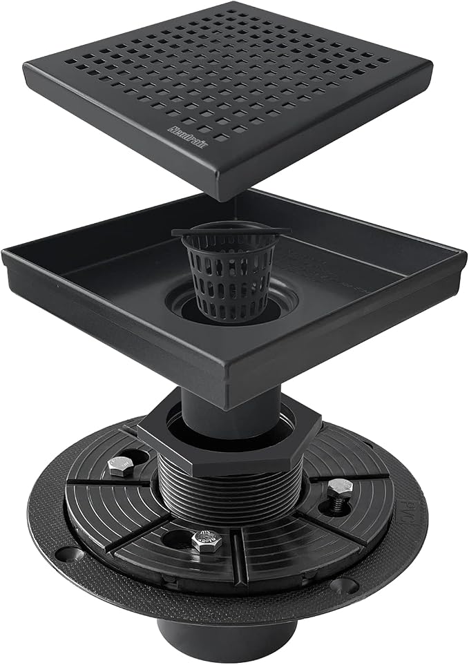 Neodrain 6-Inch Black Shower Drain, Square Drains - Image 2