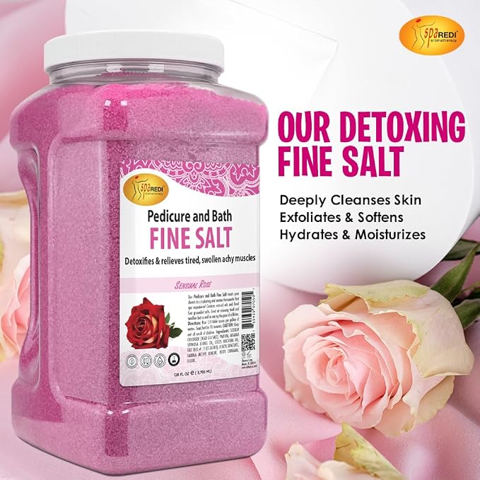 SPA REDI - Detox Foot Soak Pedicure and Bath Fine Salt, Sensual Rose, 128oz - - Image 6