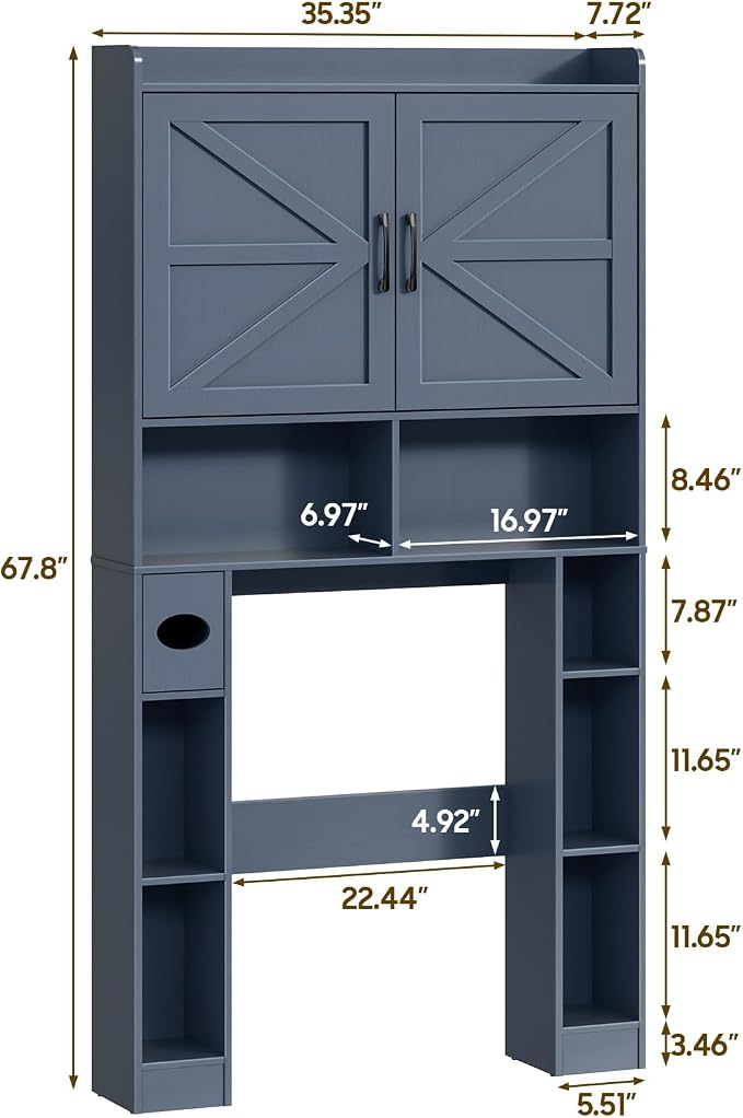 Over The Toilet Storage Cabinet, Farmhouse Toilet Cabinet Rack - Image 2