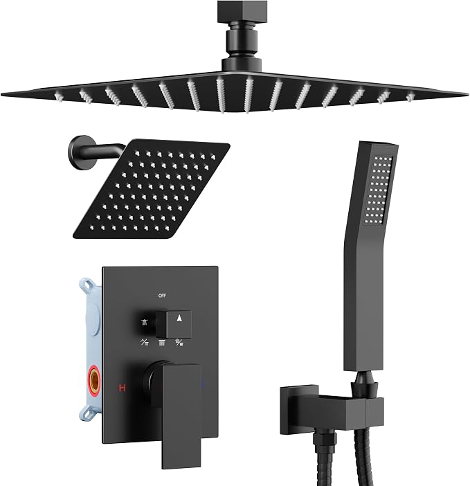 Shower Faucet Set Matte Black Shower Systems, STARBATH 3 Way Shower Faucet by STARBATH