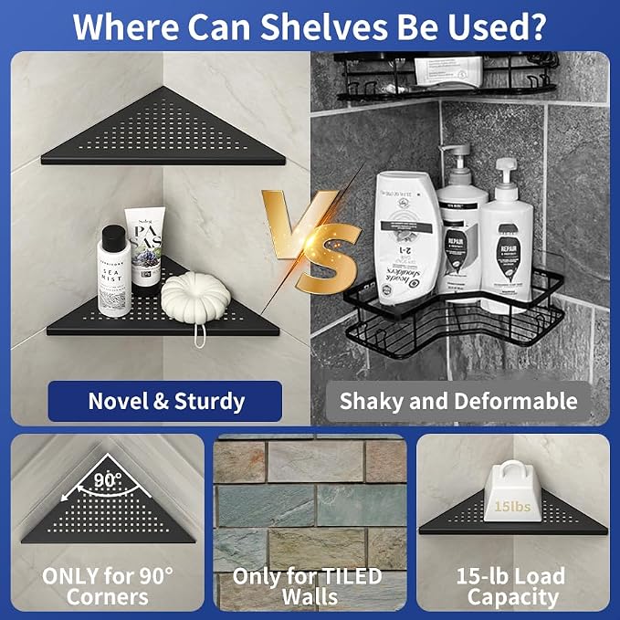 Corner Shower Shelves, Grout in Shelf - Image 4