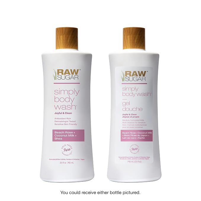 RAW SUGAR Simply Body Wash, Beach Rose + Coconut Milk + Shea Sensitive Skin - Image 2