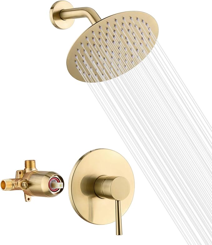 sumerain Shower Faucet Set Brushed Gold, Anti-scald Pressure Balance Valve by SUMERAINFAUCETS