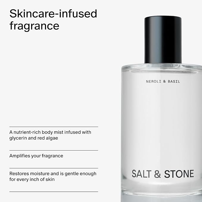 Salt & Stone Body Mist, Neroli & Basil Scent, Skincare Infused Hair & Body Spray - Image 4
