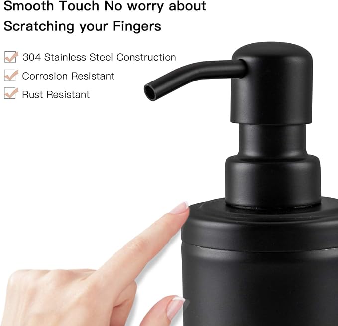 GAPPO Matte Black Soap Dispenser Stainless Steel Metal Pump Hand Lotion Bottle - Image 2