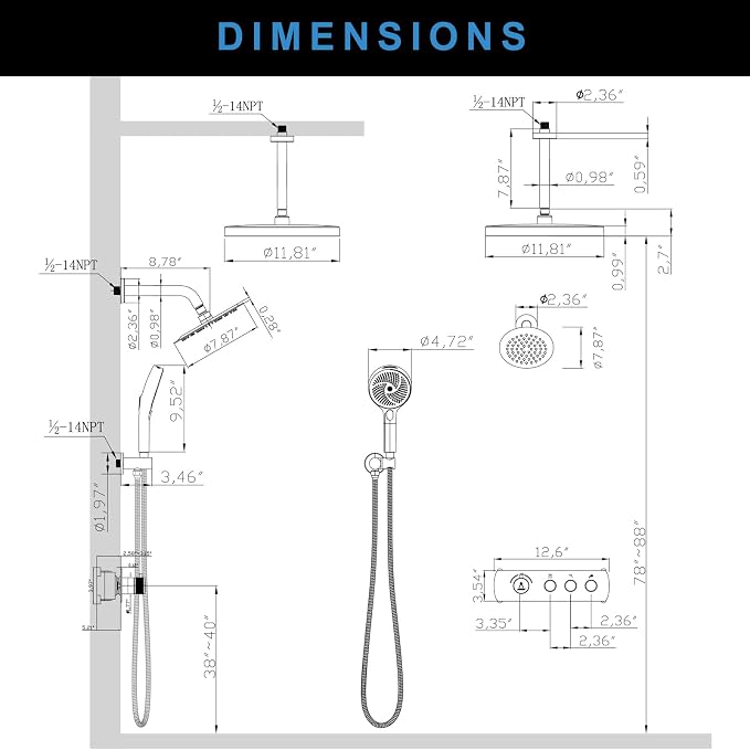 Shower System Brass Thermostatic Shower Faucet Set - Image 8