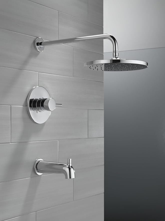 Delta Modern 14 Series Round Rain Bathtub and Shower Faucet Set, Rainfall - Image 7