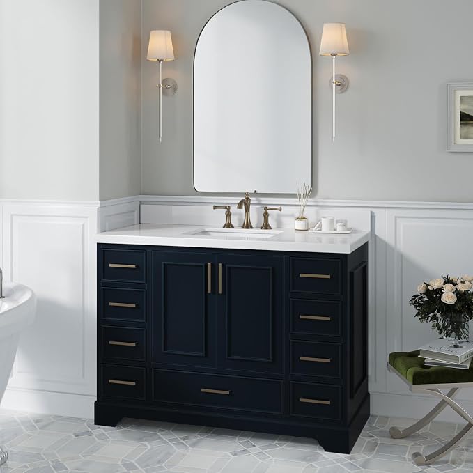 ARIEL Stafford 48" Midnight Blue Bathroom Vanity Base Cabinet, Single Sink - Image 2