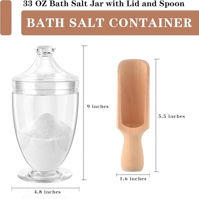 1000ML/33OZ Bath Salt Jar with Lid and Spoon Bath Salt Container Acrylic Salt - Image 2