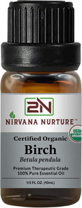 Birch Essential Oil USDA Certified Organic, 100% Pure Natural Premium Grade by NirvanaNurture