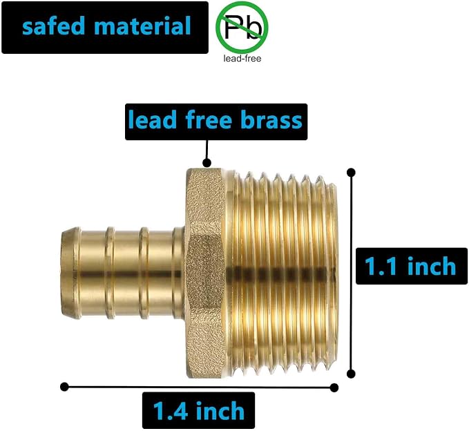Lidertik 3/4 NPT to 1/2 PEX Fittings Adapter, 1/2" PEX F1807 to 3/4" NPT Male - Image 3