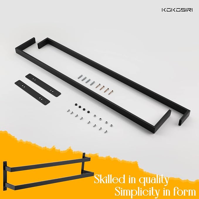 KOKOSIRI Towel Bars Black Bath Towel Holders 32 Inches Bathroom 2-Tiers Ladder - Image 8