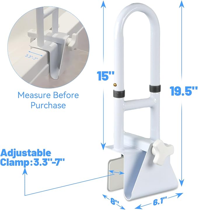 Bathtub Grab Bars for Seniors, Tub Handle Grab Bar for Elderly Bath Support - Image 3