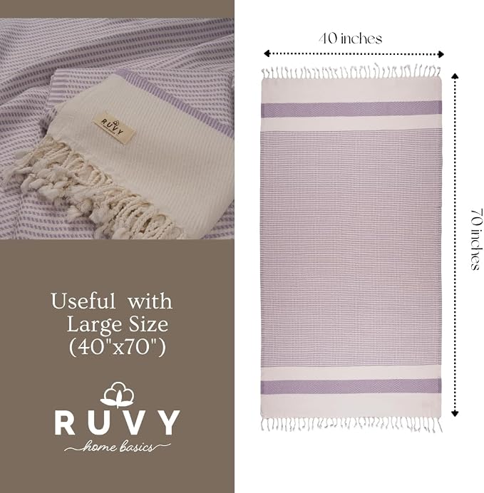 Ruvy Home Basics 2 Pack Turkish Beach Towels – Oversized Quick-Dry Bath Towels - Image 3