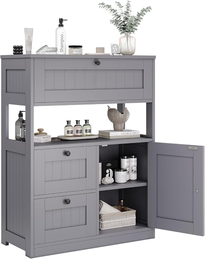 Bathroom Cabinet, Modern Bathroom Floor Storage Cabinet Organizer by GRUSIGN