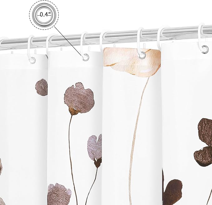 Gibelle Extra Long Shower Curtain 72 x 84, Watercolor Floral Fabric Shower - Image 5