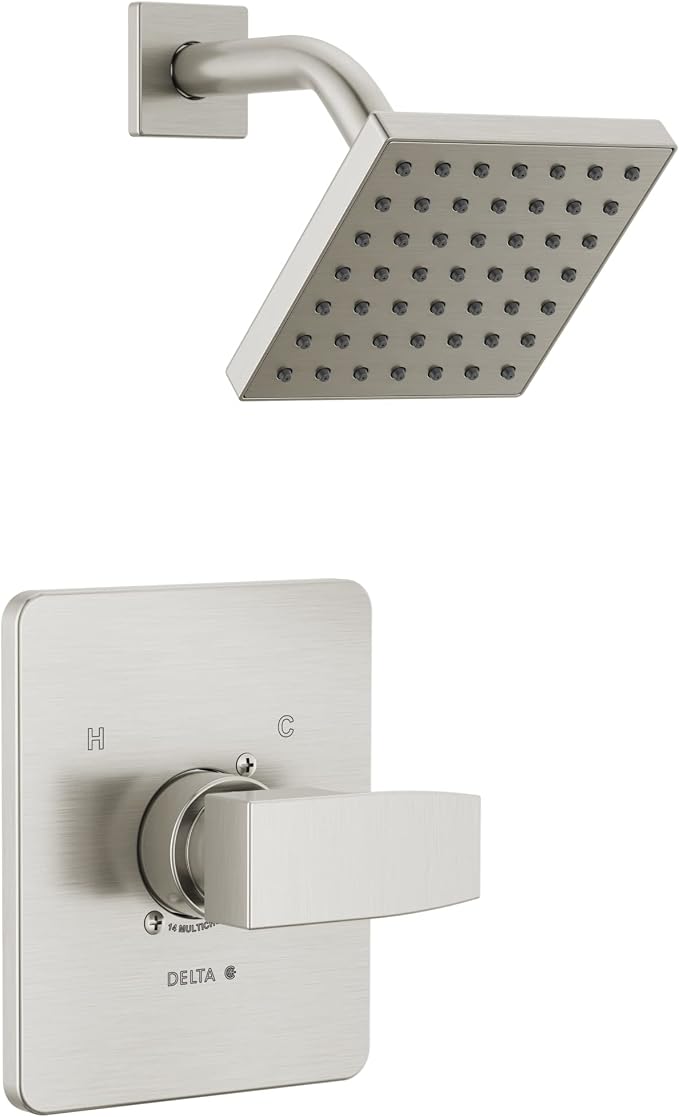 Delta Modern 14 Series Shower Faucet Set, Brushed Nickel Shower Head and Handle by DeltaFaucet