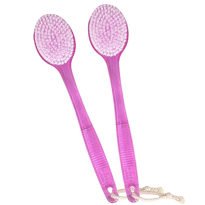 Back Brush for Shower, 14-inch Long Handle Medium Stiff Bristles Bath Scrubber by AMERWASHPLUS