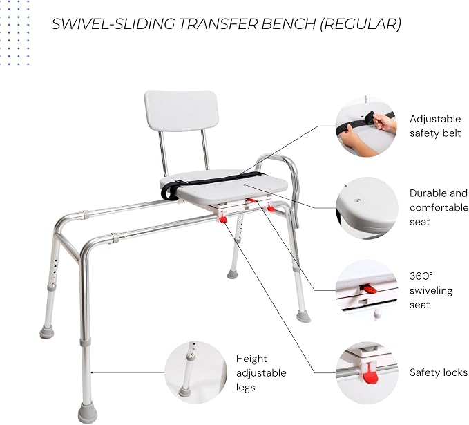 Eagle Health Supplies Sliding Shower Chair Tub Transfer Bench - Image 7