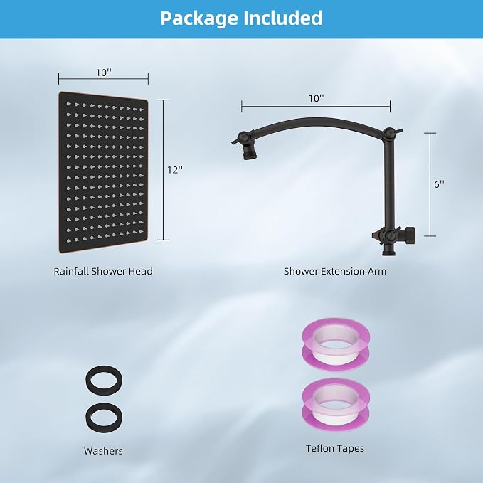 Hibbent All Metal cUPC Certified Rain Shower Head, Brass Adjustable Shower Arm - Image 6