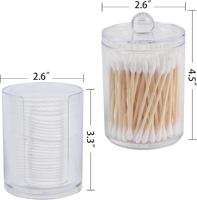 4 Pack Acrylic Qtip Holder Dispenser, Bathroom Canisters Apothecary Jar Set - Image 5