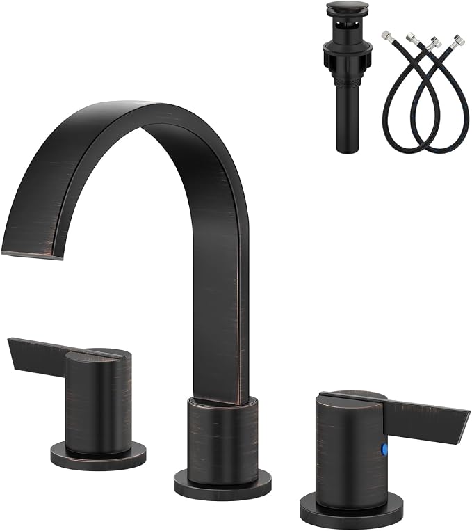 Aolemi Bathroom Faucets 3 Hole, 8 Inch Widespread Waterfall Bathroom Sink Faucet by Aolemi