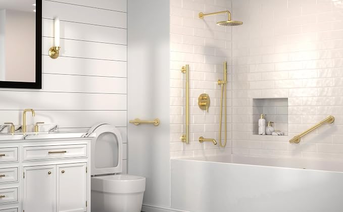 Lava Odoro Gold Shower Grab Bars, 3 Pack Stainless Steel Bathroom Safety Grab - Image 7