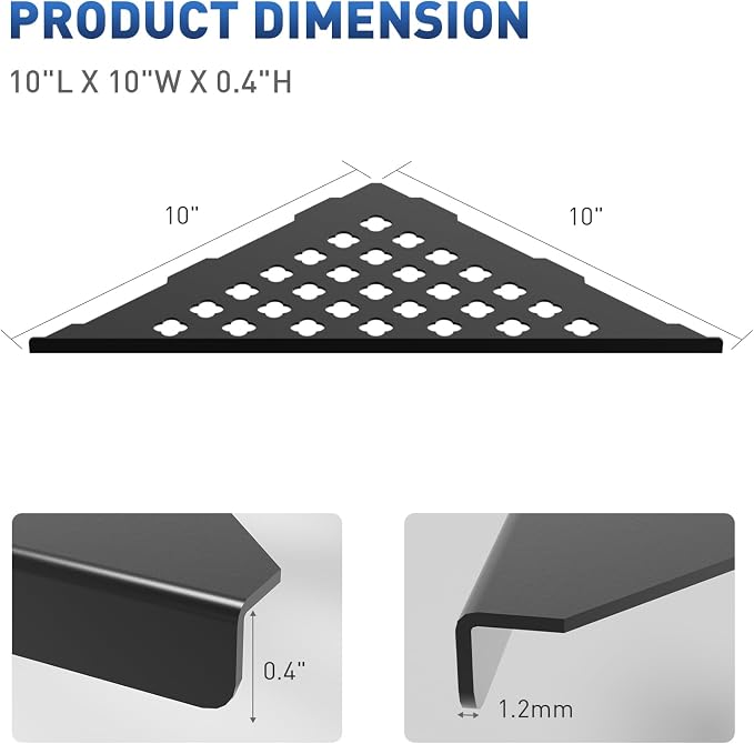 lives Shower Corner Shelf 10" Slot Design Corner Shelves - Image 2