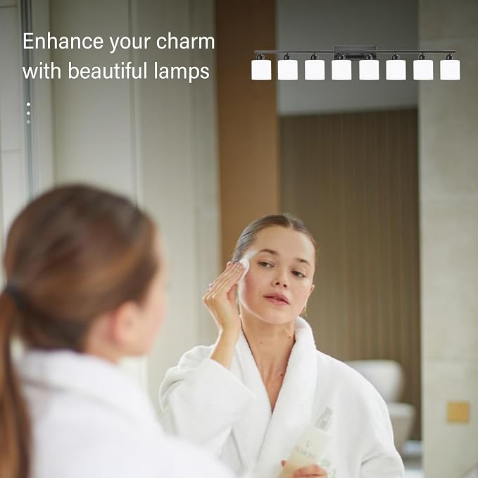 8 Light Black Bathroom Light Fixtures Over Mirror - Image 6
