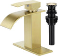 Bathroom Faucets Brushed Gold Waterfall Bathroom Sink Faucet Modern Single by LUFG