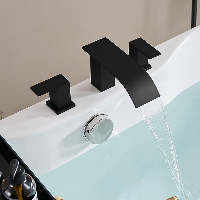 RUMOSE Matte Black Roman Bathtub Faucet Set Waterfall Tub Faucets High Flow - Image 7
