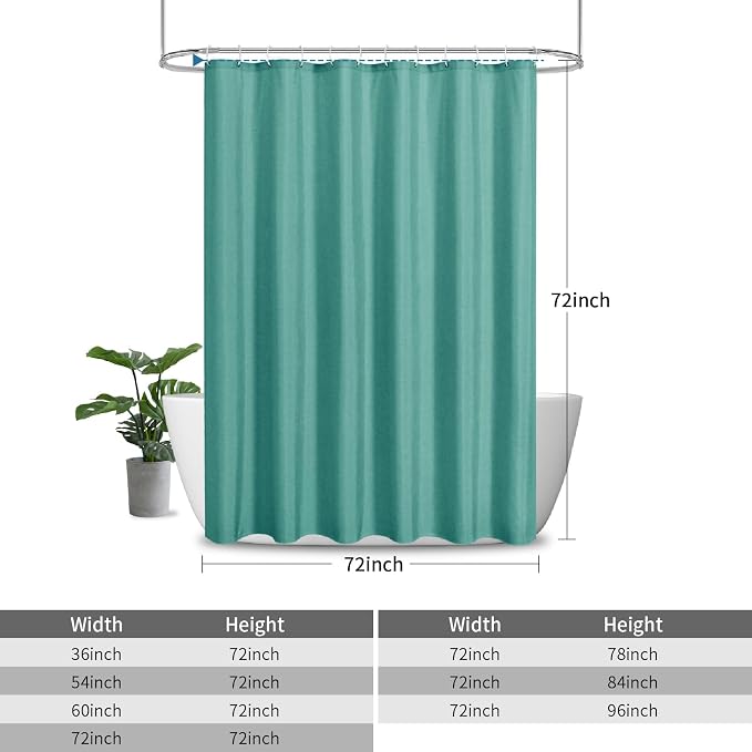 2-in-1 Waterproof Fabric Shower Curtain or Liner, Linen Textured, Breathable - Image 3