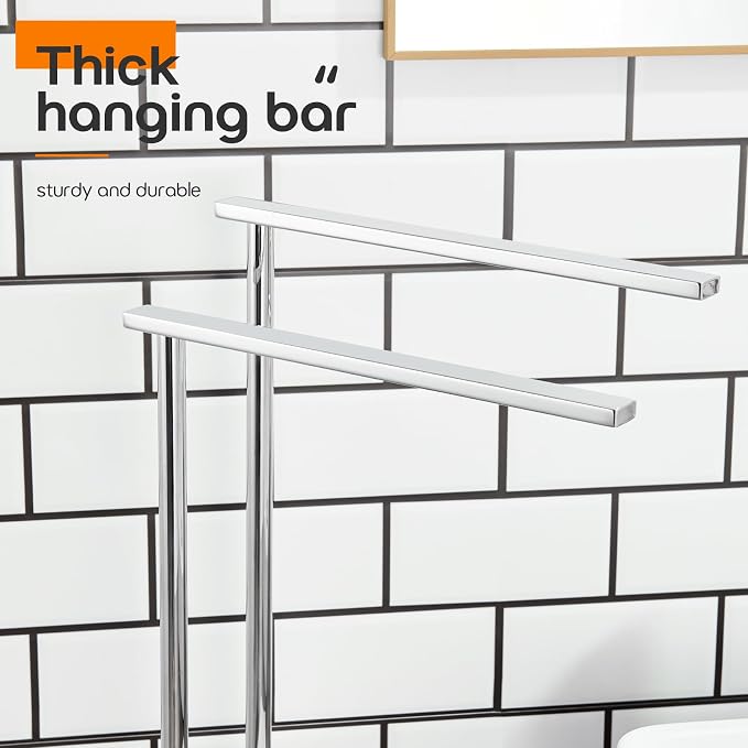 Hand Towel Holder Chrome for Bathrooms Vanity Countertop 2-Tier Towel Rack Free - Image 7