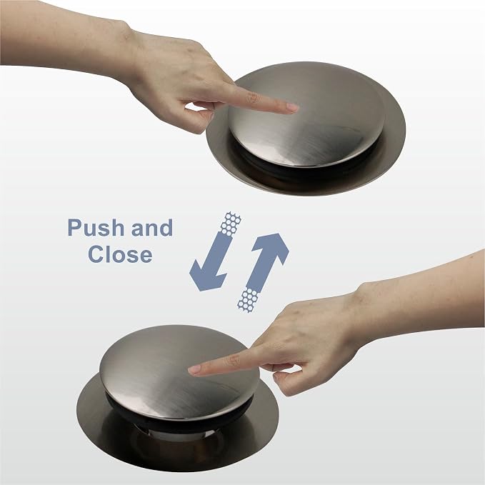 Brushed Bathtub Drain Stopper, Universal Pop Up Bath Drain, Hidrop Tip Toe Tub - Image 4