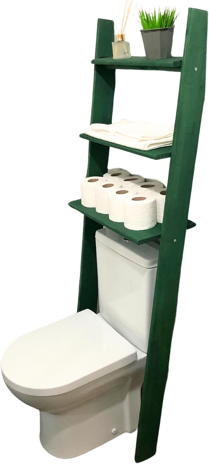 Over The Toilet Birch Wood Bathroom Organizer Shelves, 3-Tier Freestanding by GENESISWOODESIGN