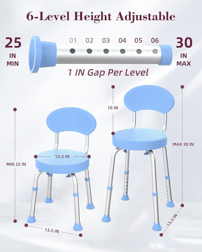 Swivel Shower Chair, 360° Non-Slip Shower Seat - Image 6