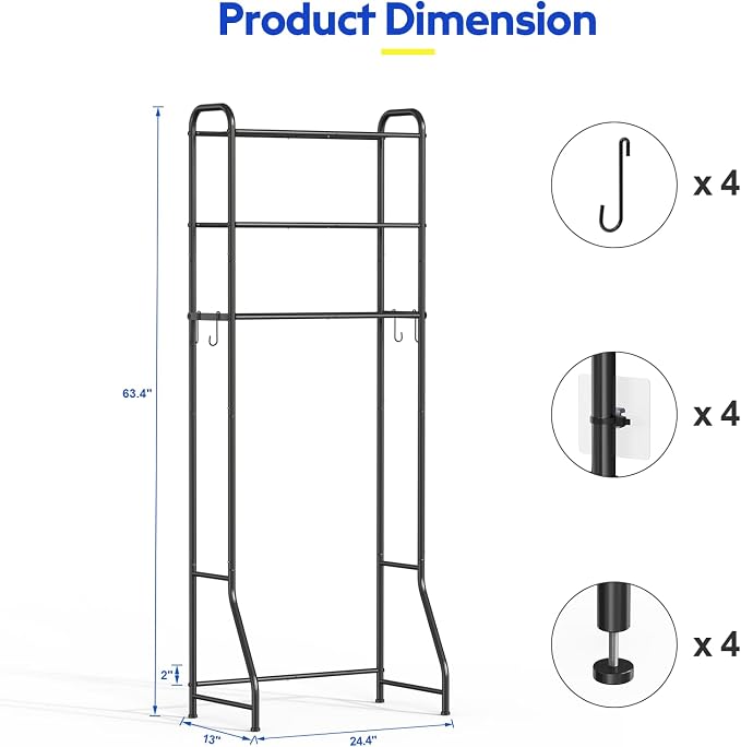 samstar 3 Tier Over The Toilet Storage Rack, Bathroom Organizer Shelves Cabinet - Image 2