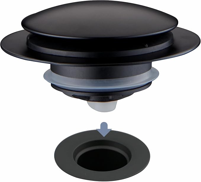 Matte Black Tub Drain Stopper, Hidrop Pop Up Universal Tub Dain Tip Toe Bathtub by HIDROP