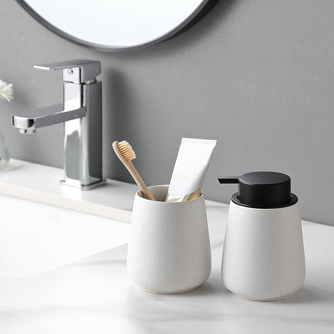 Speckled White Ceramic Toothbrush Holder - Image 6